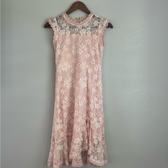 Rare Editions Asymmetrical Lace Dress Blush Kid 14y - Picture 3 of 6